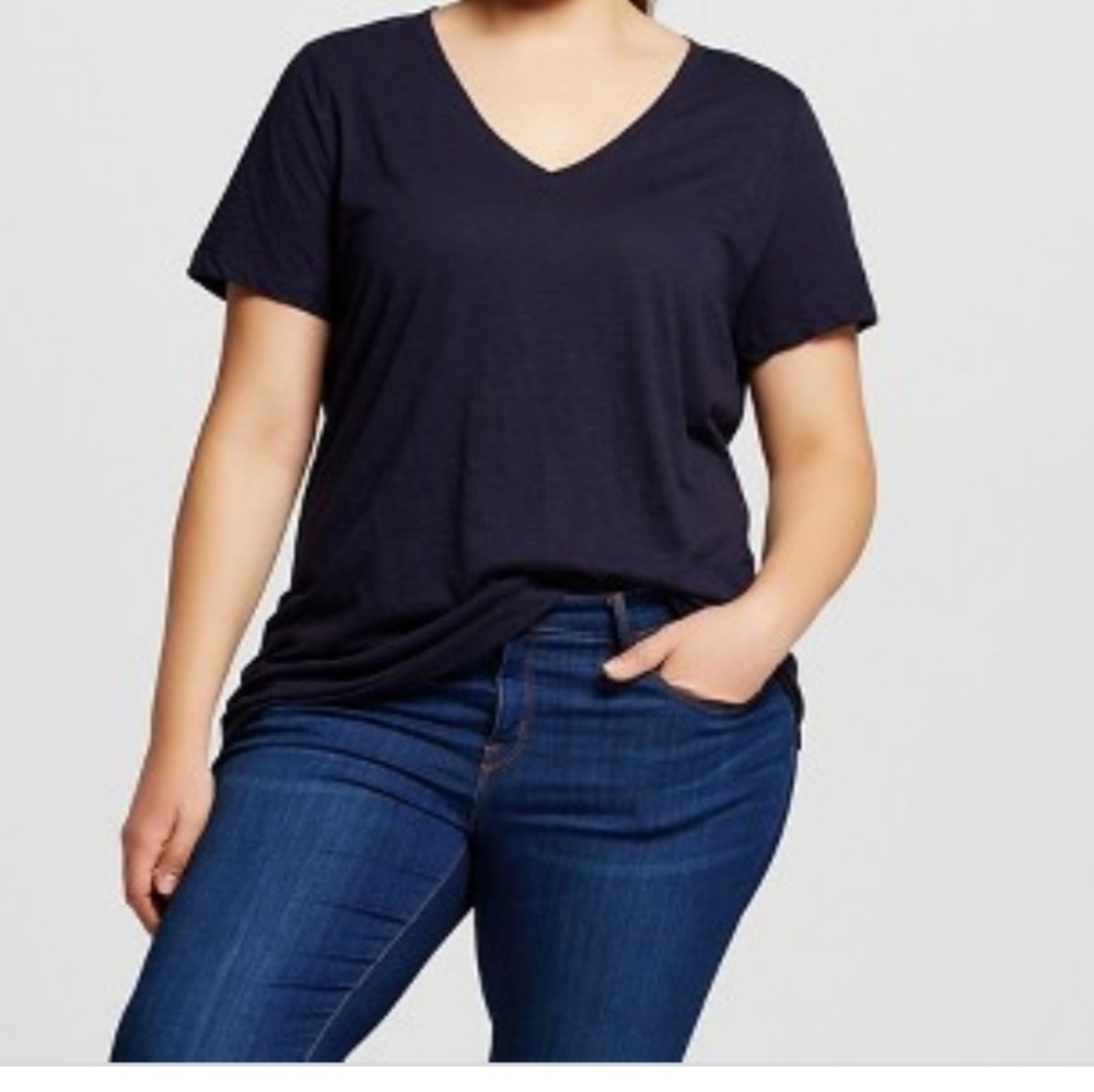 Plus size navy blue short sleeve